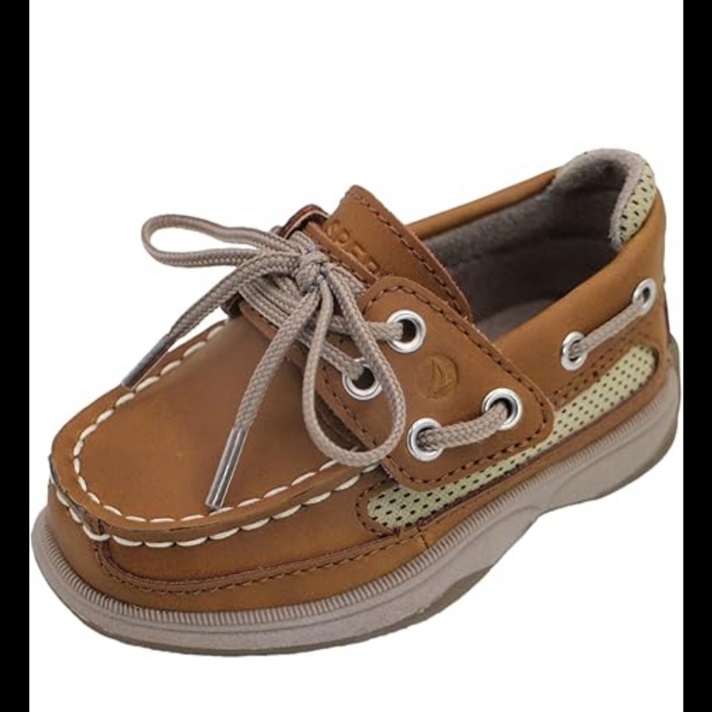 Sperry Tan Moccasin Boat Shoes with Nautical Design